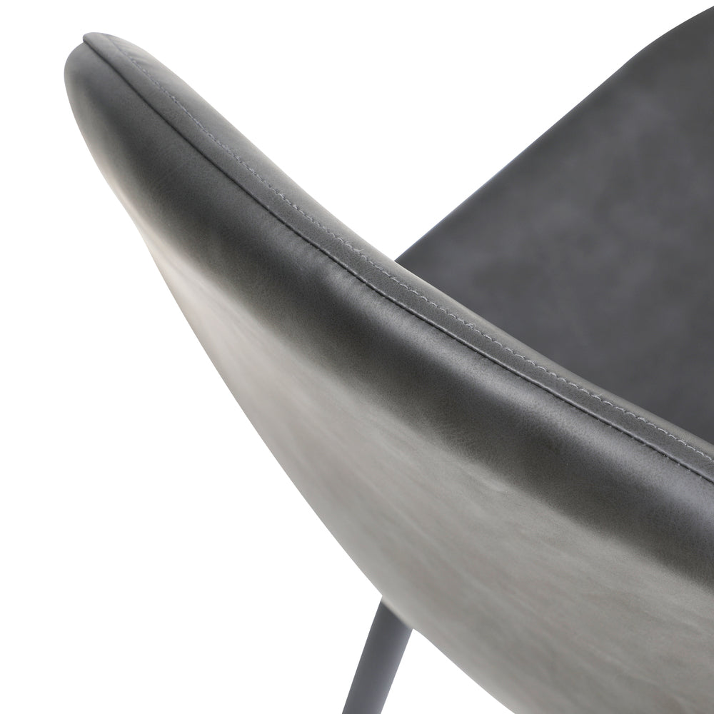 Oikiture 2x Dining Chairs Kitchen Accent Chair Lounge Room PU Leather Grey-Dining Chairs-PEROZ Accessories