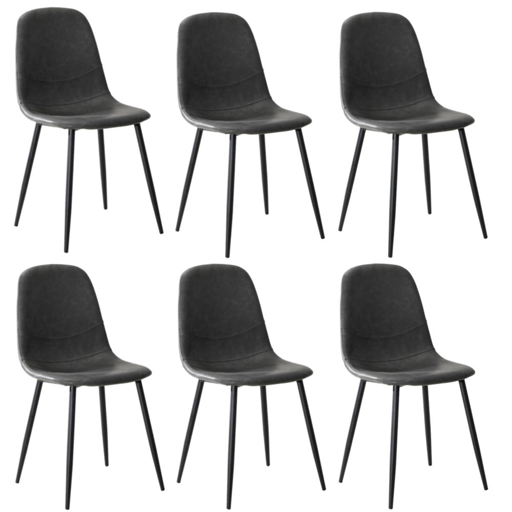 Oikiture 6x Dining Chairs PU Leather Grey-Dining Chair-PEROZ Accessories