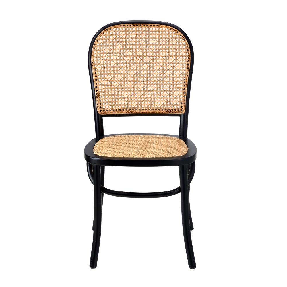 Oikiture Dining Chairs Wooden Chairs Rattan Seat Black-Dining Chairs-PEROZ Accessories