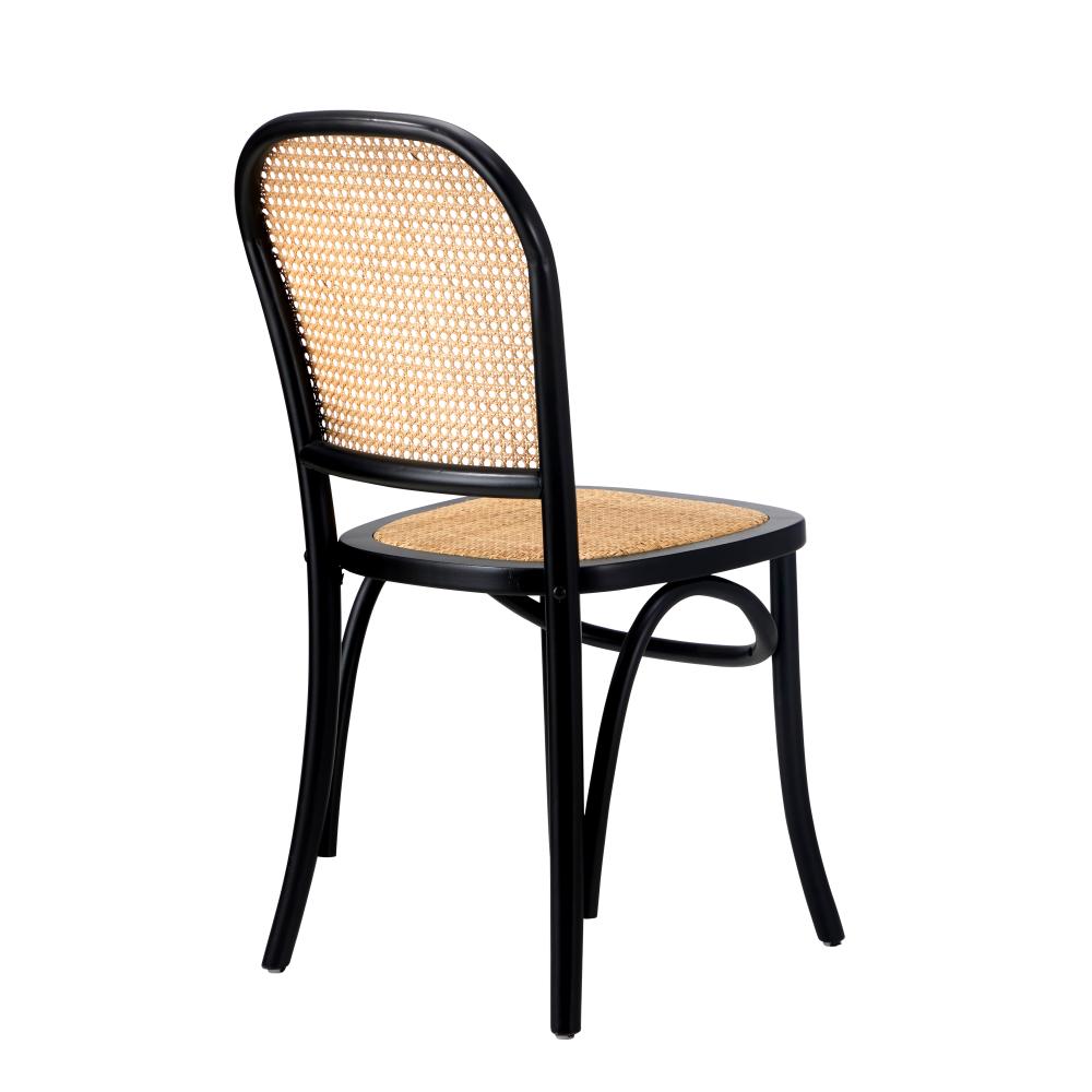 Oikiture Dining Chairs Wooden Chairs Rattan Seat Black-Dining Chairs-PEROZ Accessories