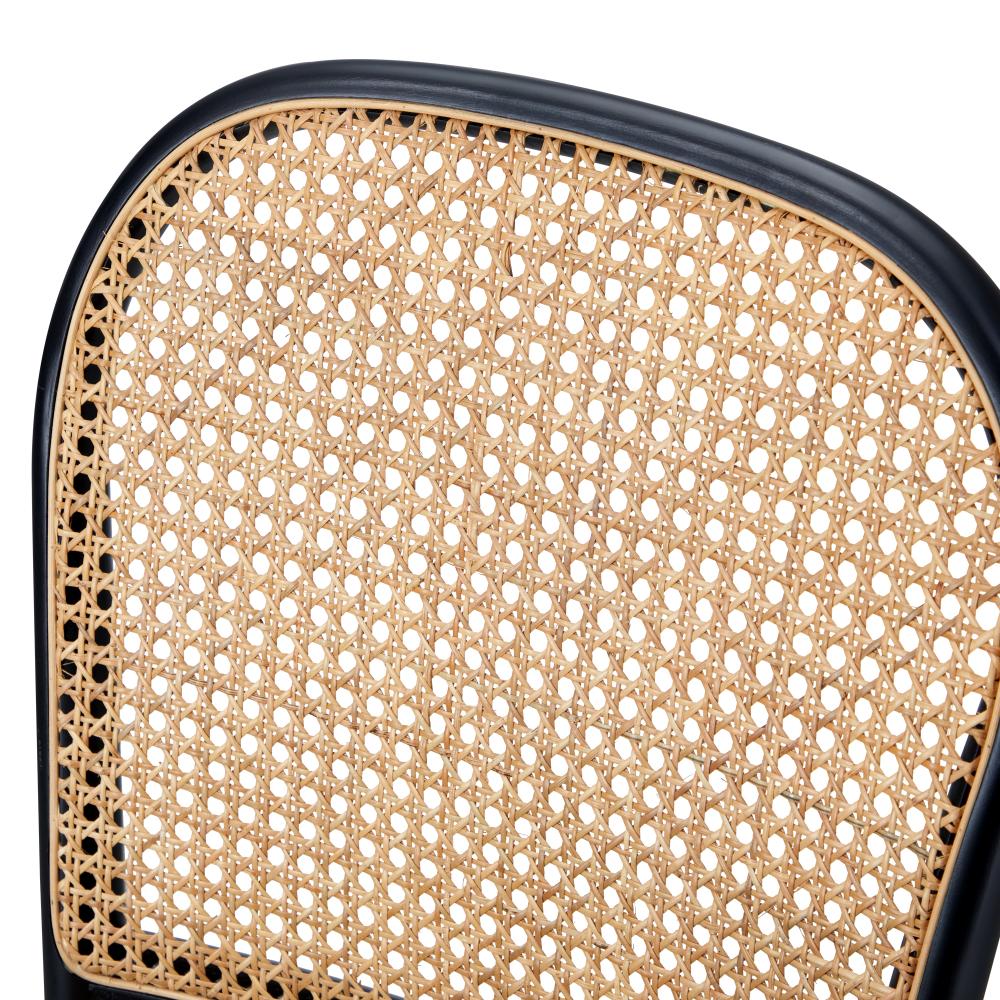 Oikiture Dining Chairs Wooden Chairs Rattan Seat Black-Dining Chairs-PEROZ Accessories