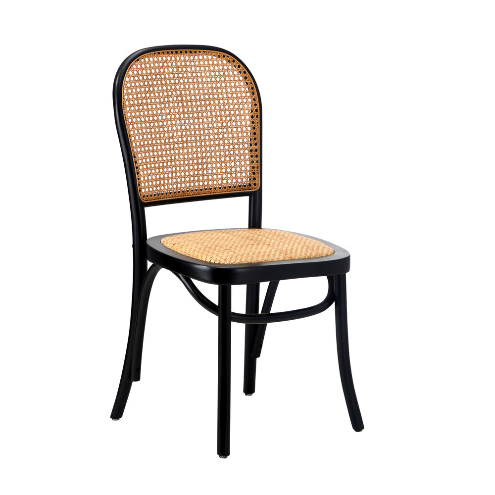 Oikiture 4PCS Dining Chairs Wooden Chairs Rattan Black-Dining Chair-PEROZ Accessories