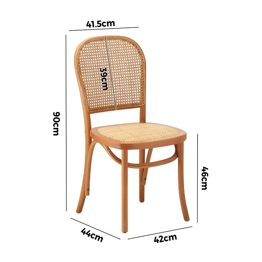 Oikiture Dining Chairs Wooden Chairs Rattan Seat Beige-Dining Chairs-PEROZ Accessories