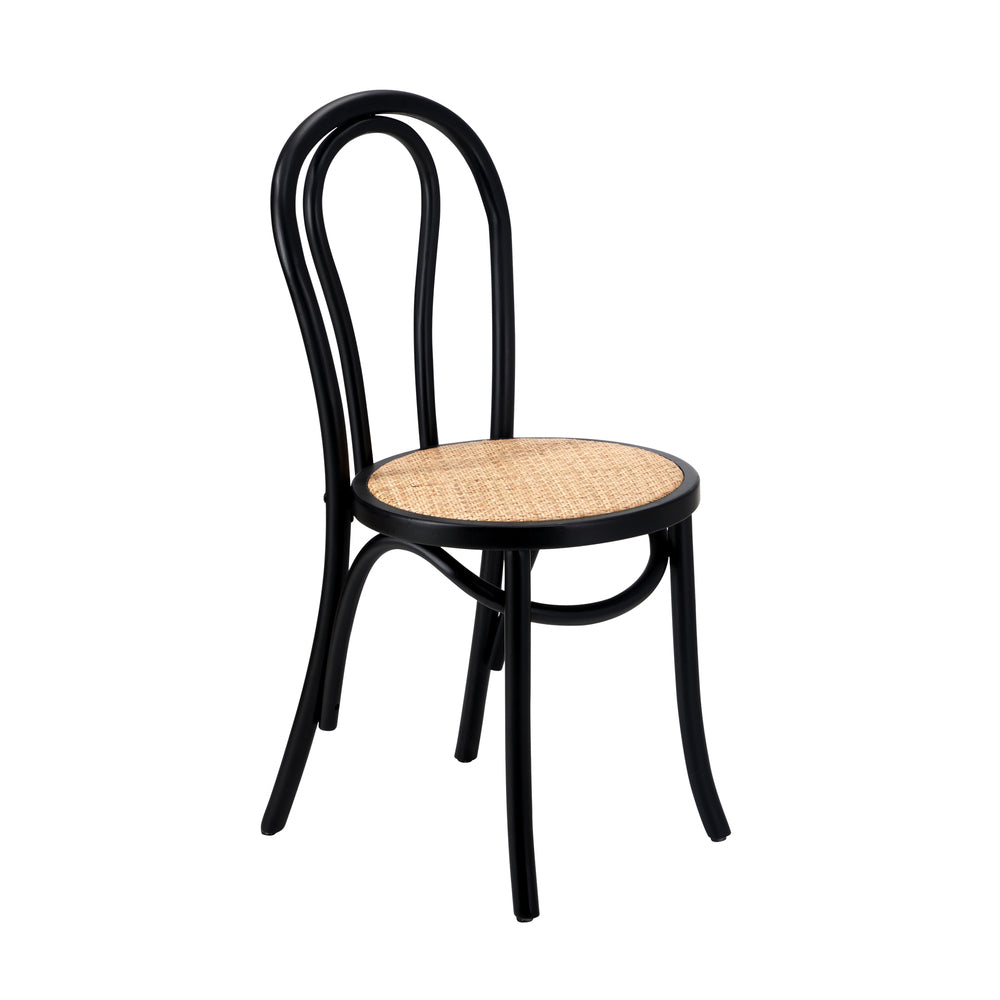 Oikiture 4x Wooden Dining Chair Ratan Seat Black-Dining Chair-PEROZ Accessories