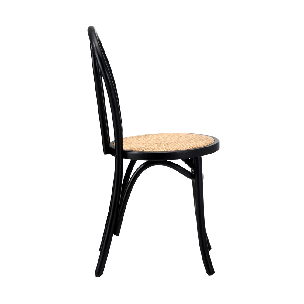 Oikiture 4x Wooden Dining Chair Ratan Seat Black-Dining Chair-PEROZ Accessories