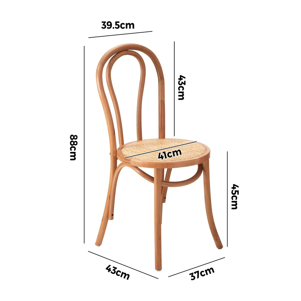 Oikiture 4x Wooden Dining Chair Ratan Seat Natural-Dining Chair-PEROZ Accessories