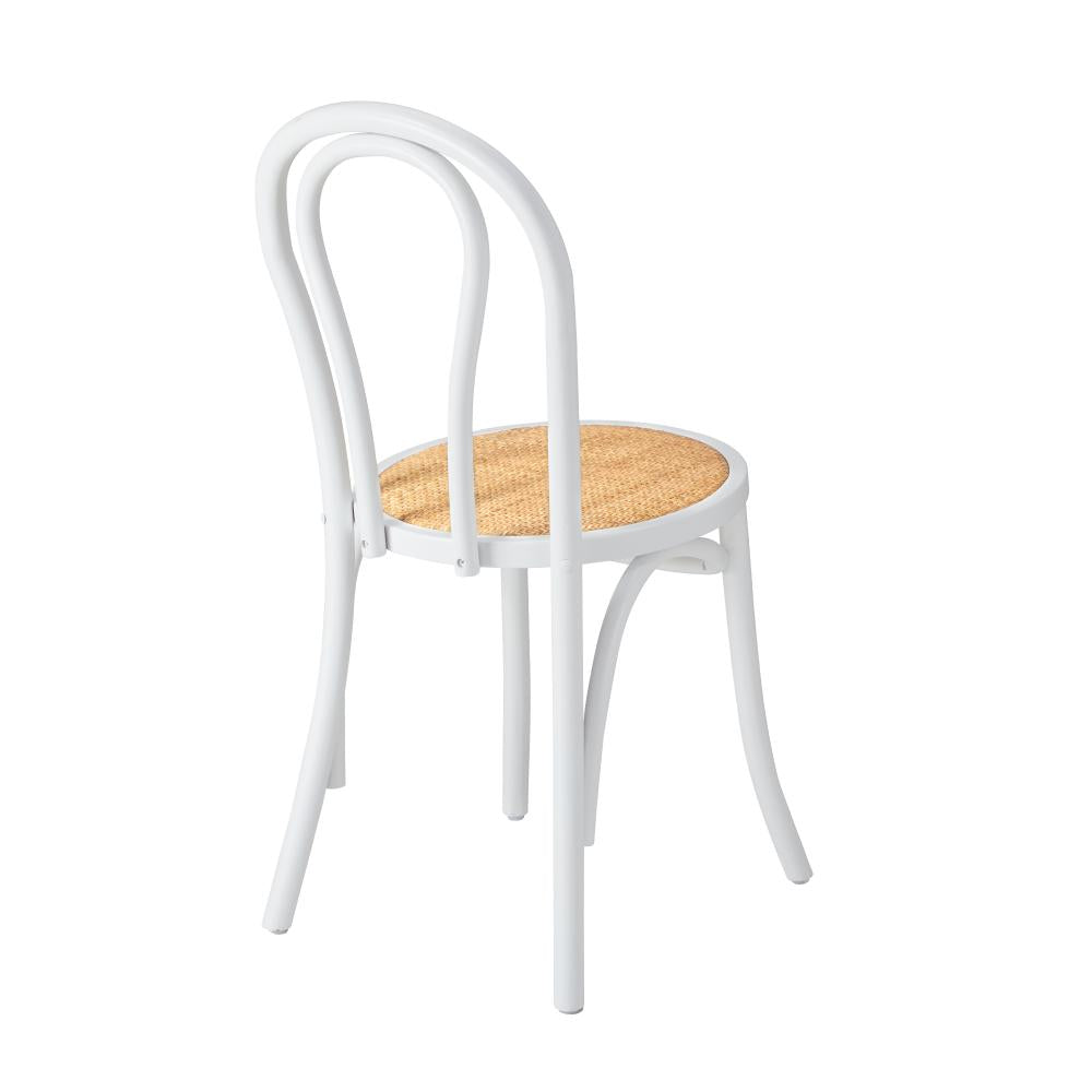 Oikiture Dining Chair Solid Wooden Chairs Ratan Seat White-Dining Chairs-PEROZ Accessories