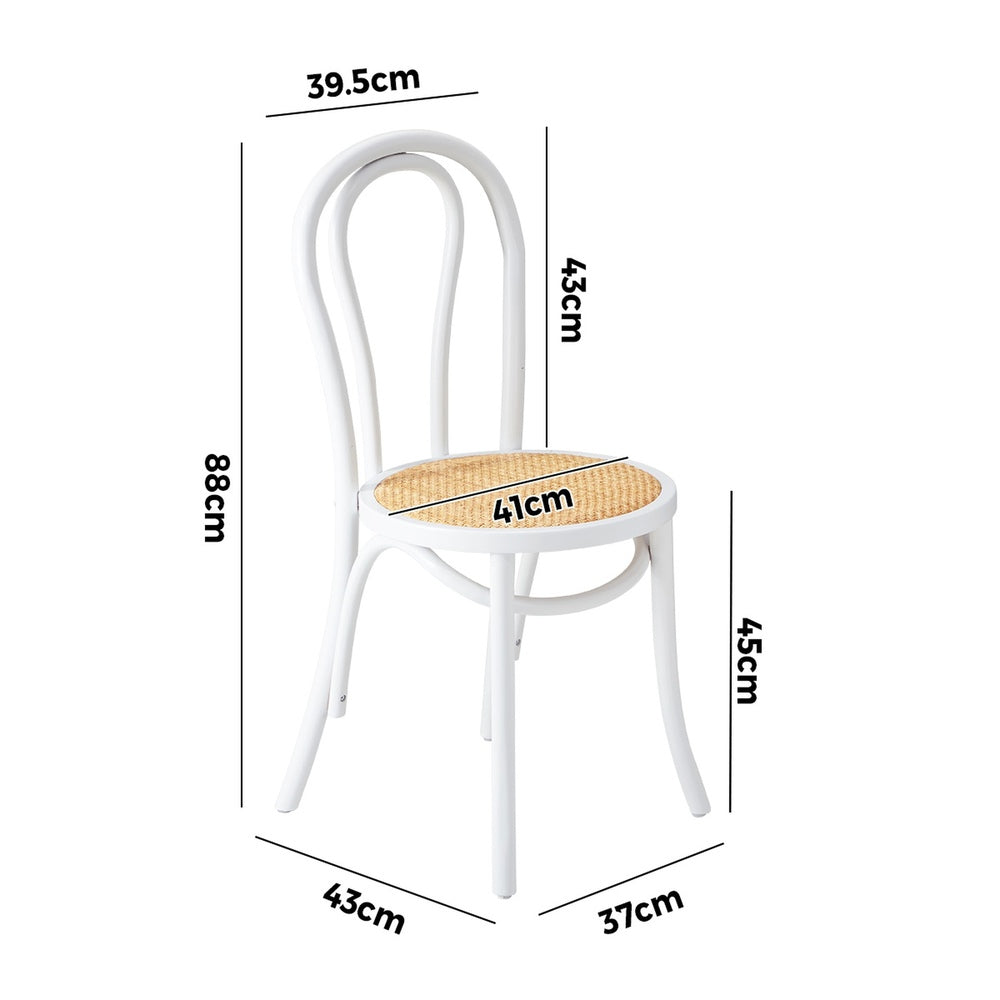 Oikiture 2PCS Wooden Dining Chair Ratan Seat White-Dining Chairs-PEROZ Accessories