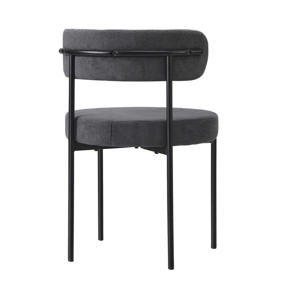 Oikiture 2x Dining Chair Boucle Seat Backrest Dark Grey-Dining Chair-PEROZ Accessories
