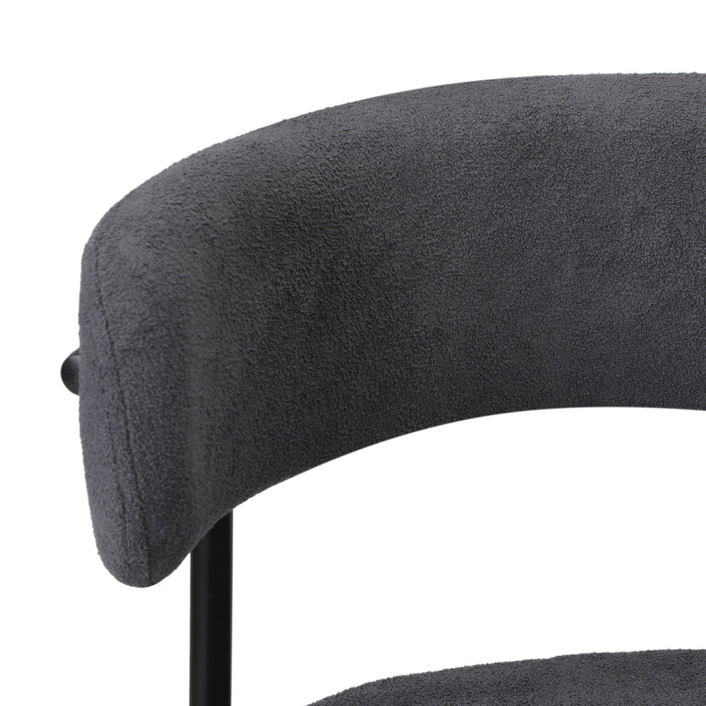 Oikiture 2x Dining Chair Boucle Seat Backrest Dark Grey-Dining Chair-PEROZ Accessories