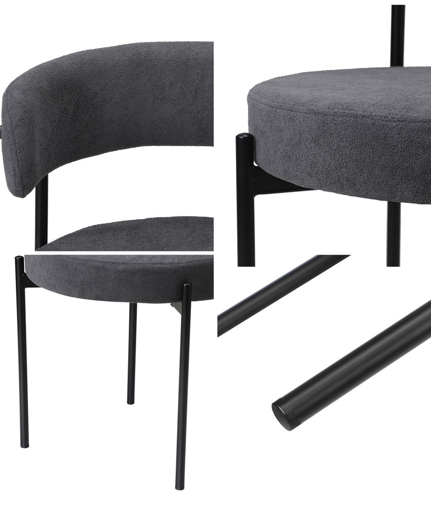 Oikiture 2x Dining Chair Boucle Seat Backrest Dark Grey-Dining Chair-PEROZ Accessories