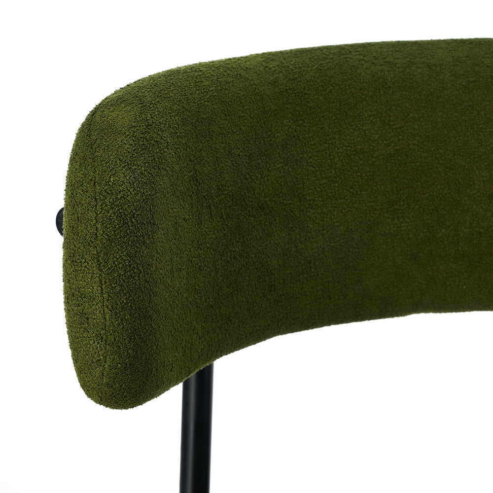 Oikiture 2x Dining Chair Round Boucle Seats Backrest Green-Dining Chair-PEROZ Accessories