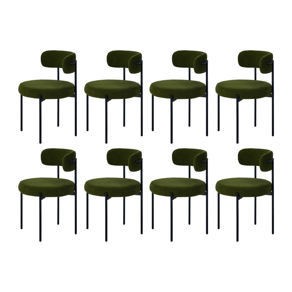Oikiture 8x Dining Chair Round Boucle Seats Backrest Green-Dining Chair-PEROZ Accessories