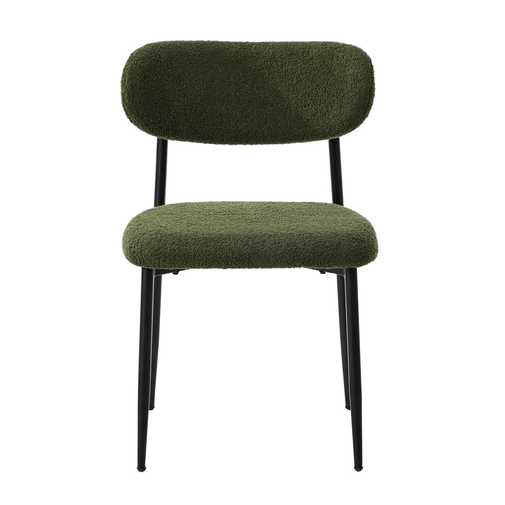 Oikiture 2x Dining Chairs Kitchen Chair CafŽ Chair Boucle Black&Green-Dining Chair-PEROZ Accessories