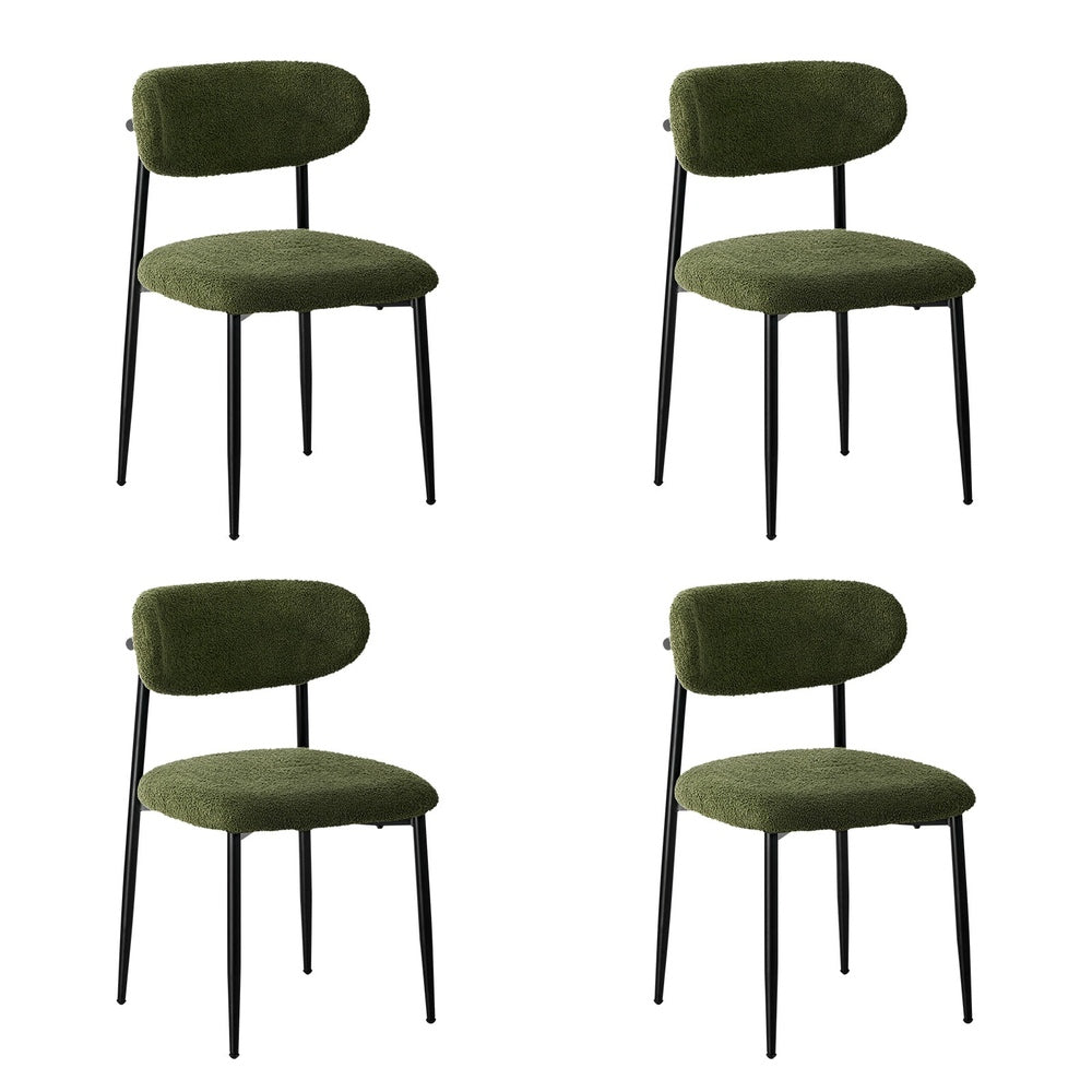 Oikiture 4x Dining Chairs Kitchen Chair Cafe Chair Boucle Black&Green-Dining Chair-PEROZ Accessories