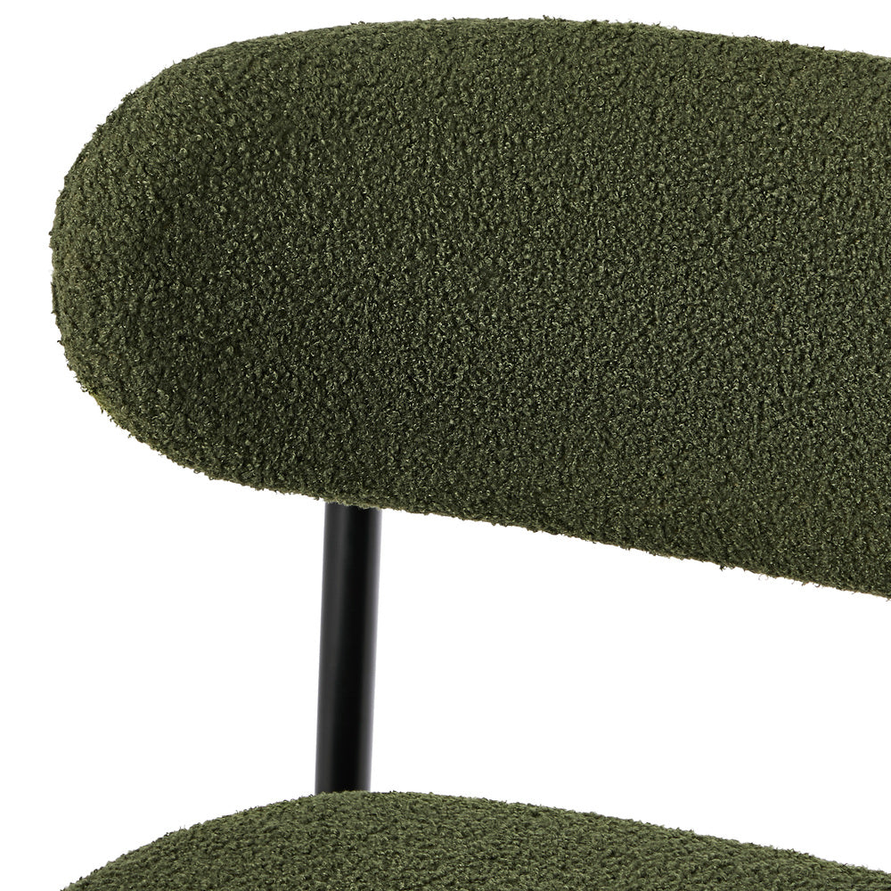 Oikiture 8x Dining Chairs Kitchen Chair Cafe Chair Boucle Black&Green-Dining Chair-PEROZ Accessories