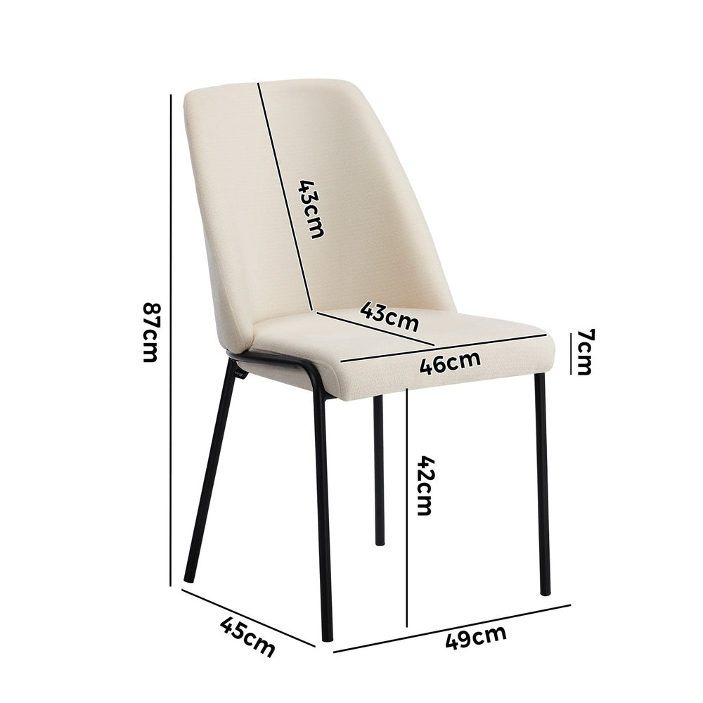 Oikiture Set of 2 Dining Chairs Chenille Fabric Padded Seat Beige-Dining Chair-PEROZ Accessories