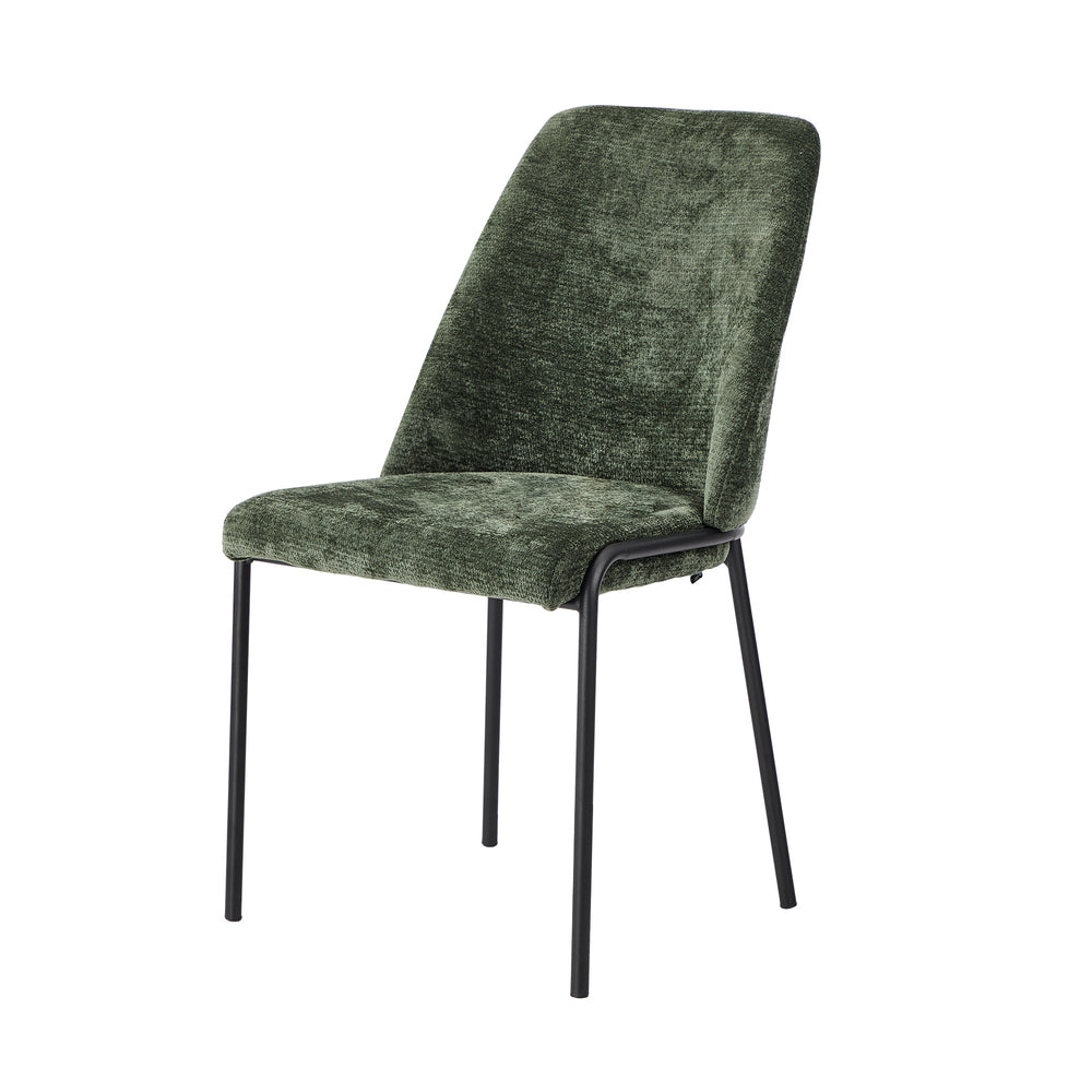 Oikiture Set of 2 Dining Chairs Chenille Fabric Padded Seat Green-Dining Chair-PEROZ Accessories