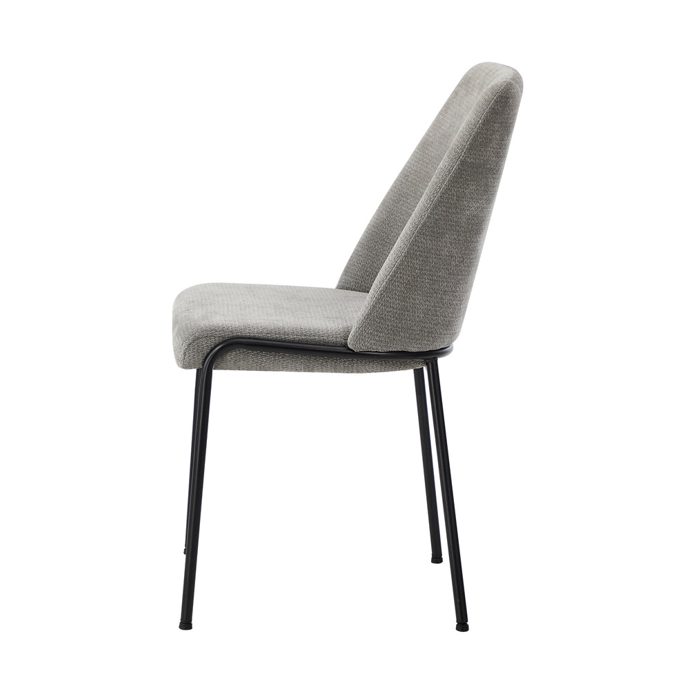 Oikiture Set of 2 Dining Chairs Chenille Fabric Padded Seat Grey-Dining Chair-PEROZ Accessories