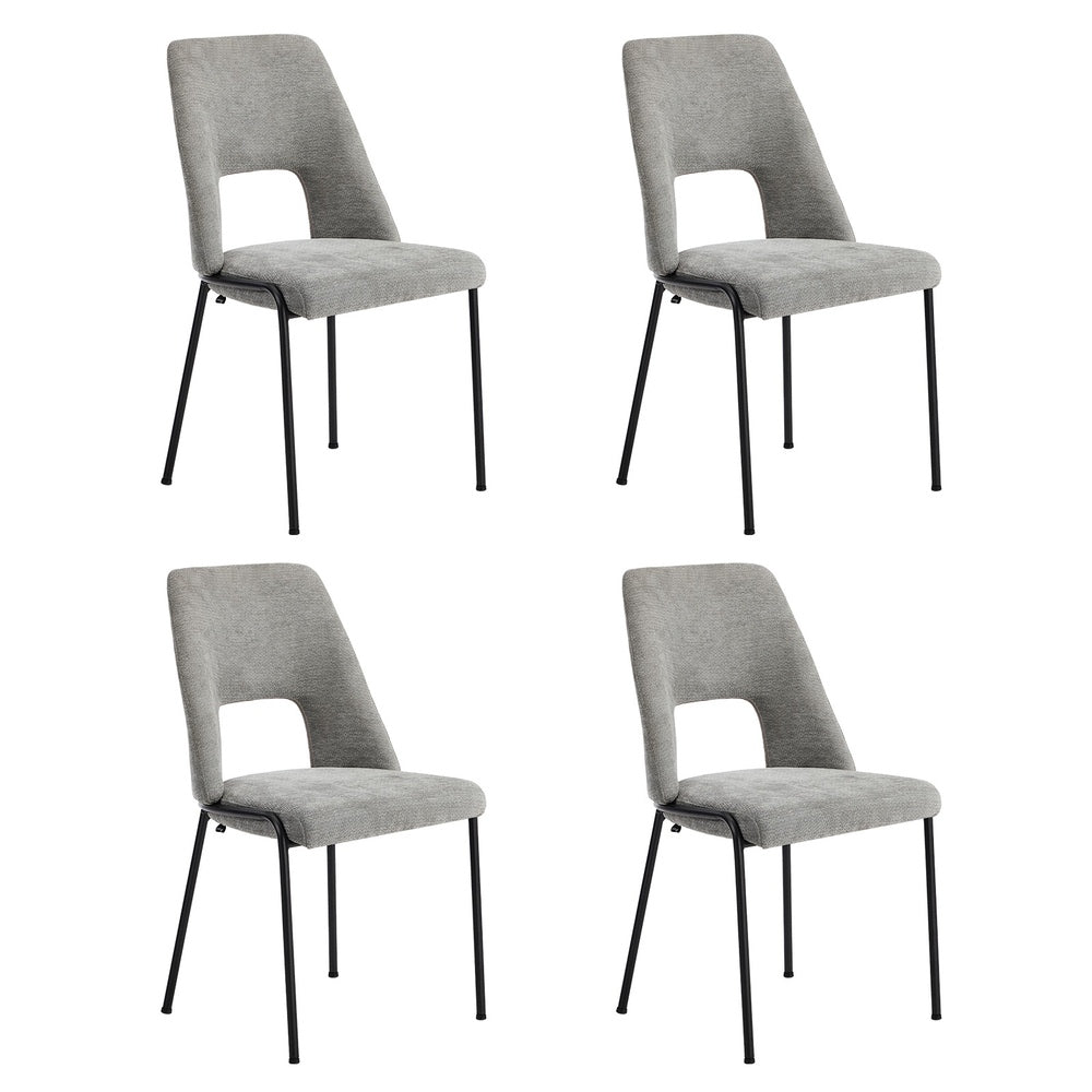 Oikiture 4x Dining Chairs Chenille Fabric Kitchen Side Chair Grey-Dining Chair-PEROZ Accessories