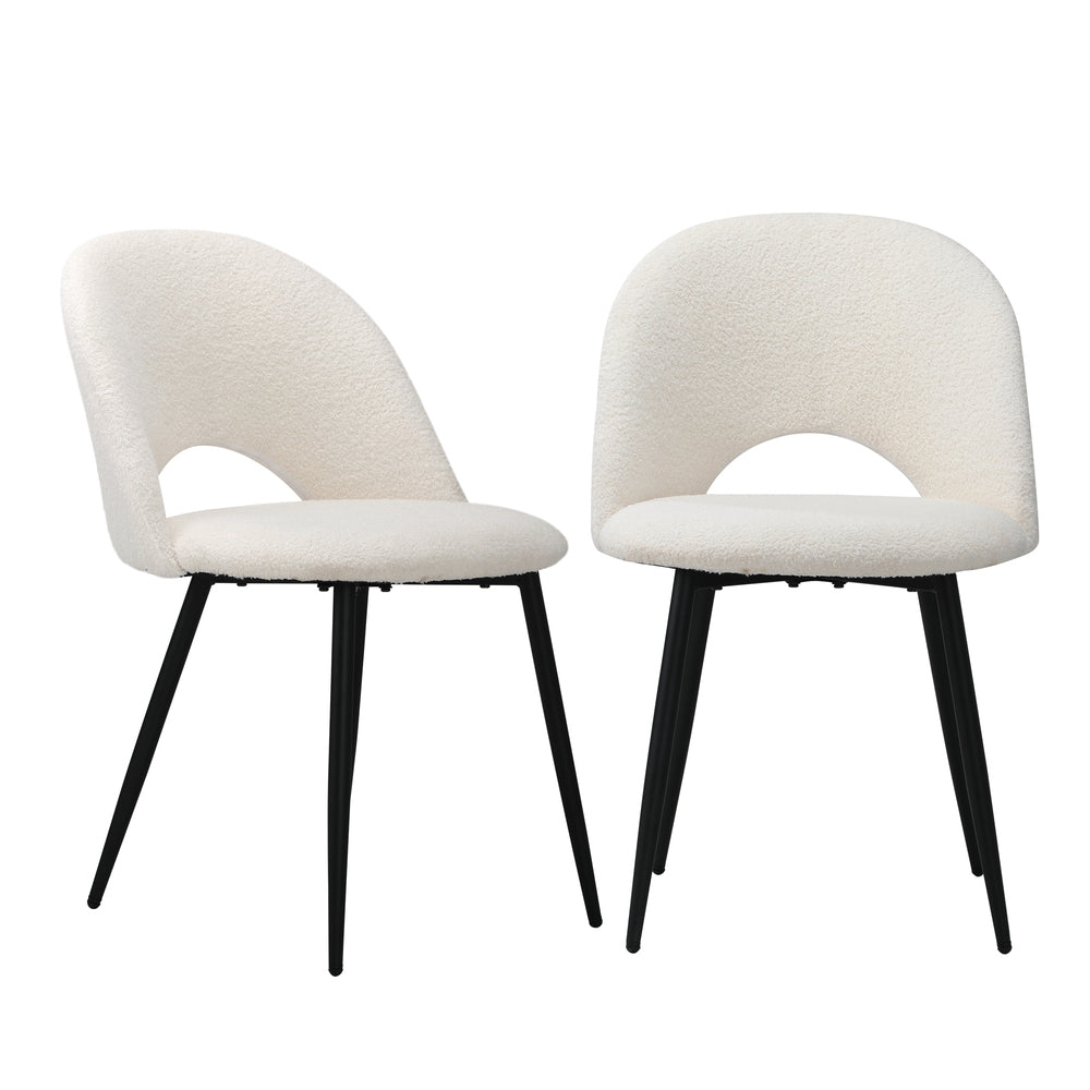 Oikiture 2PCS Dining Chairs Accent Chair Armchair Sherpa White-Dining Chairs-PEROZ Accessories