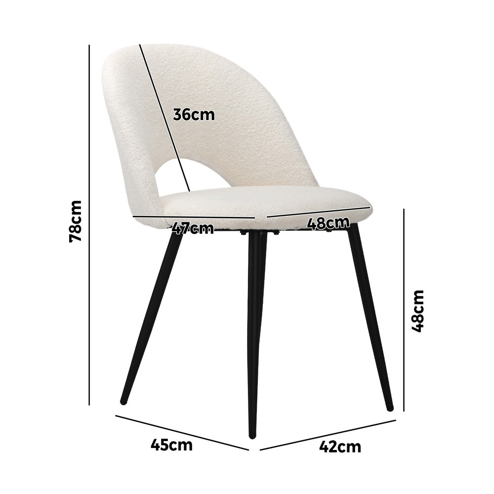Oikiture 6PCS Dining Chairs Accent Chair Armchair Sherpa White-Dining Chair-PEROZ Accessories