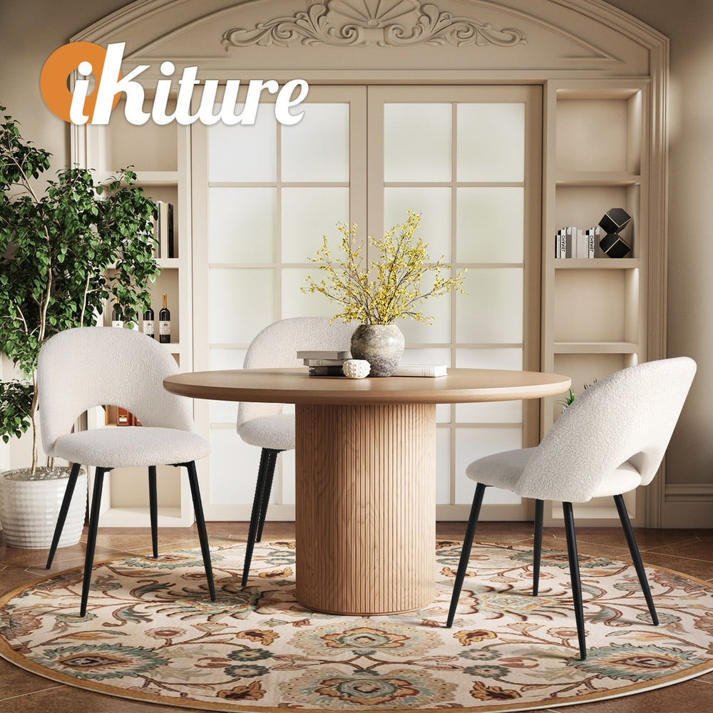 Oikiture 6PCS Dining Chairs Accent Chair Armchair Sherpa White-Dining Chair-PEROZ Accessories