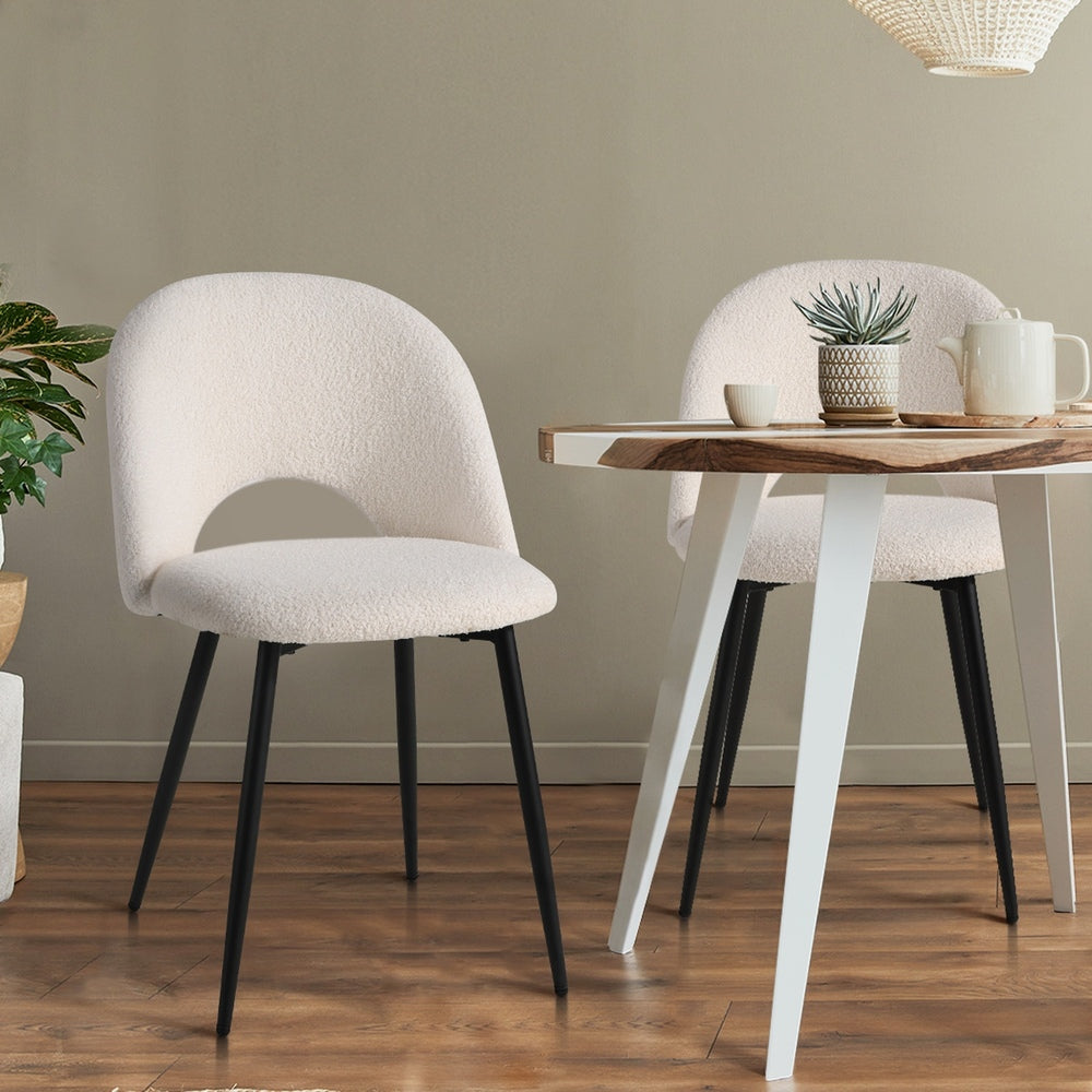 Oikiture 6PCS Dining Chairs Accent Chair Armchair Sherpa White-Dining Chair-PEROZ Accessories