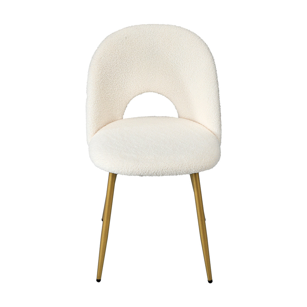 Oikiture 2PCS Dining Chairs Armchair Sherpa Golden White-Dining Chair-PEROZ Accessories