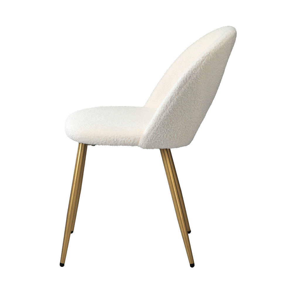 Oikiture 2PCS Dining Chairs Armchair Sherpa Golden White-Dining Chair-PEROZ Accessories
