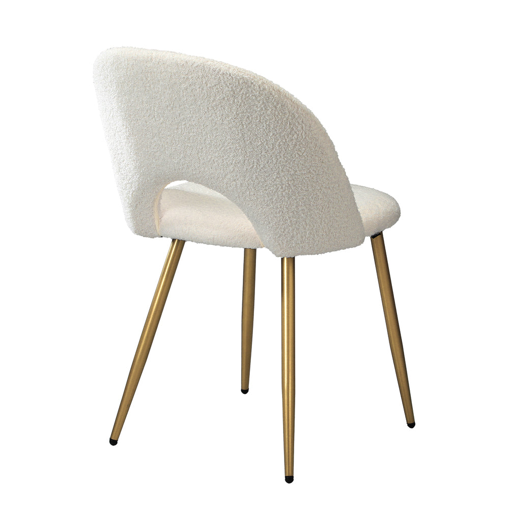 Oikiture 2PCS Dining Chairs Armchair Sherpa Golden White-Dining Chair-PEROZ Accessories