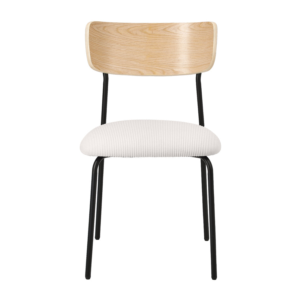 Oikiture 2PCS Dining Chairs Padded Kitchen Chair Corduroy Beige-Dining Chair-PEROZ Accessories