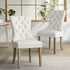 Oikiture Velert Dining Chair with Wooden Frame and French Tufted X2 Beige-Dining Chairs-PEROZ Accessories