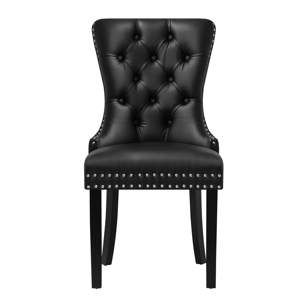 Oikiture 4x Dining Chairs French Provincial Tufted PU Leather Black-Dining Chair-PEROZ Accessories