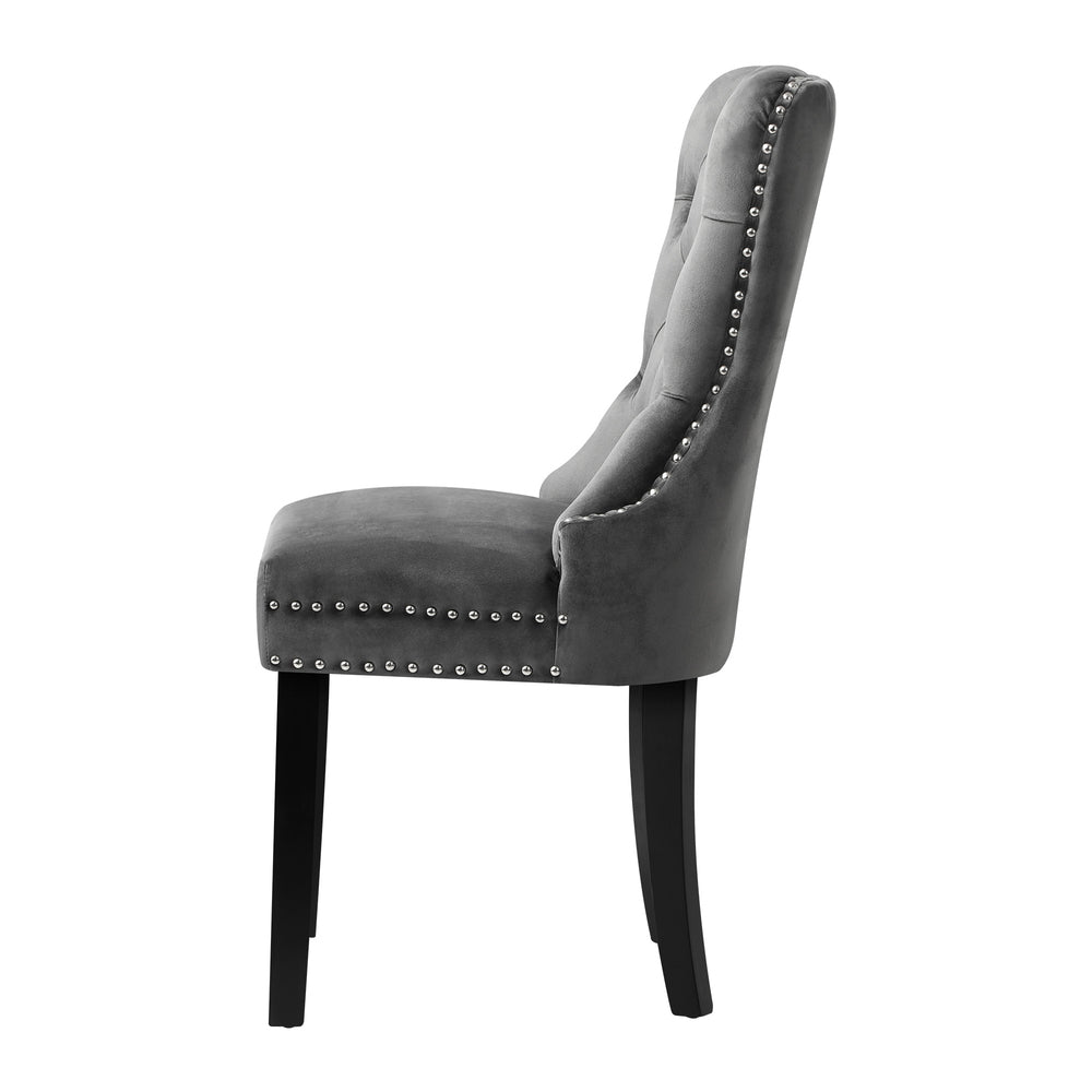 Oikiture 8x Velvet Dining Chairs French Provincial Tufted Grey-Dining Chair-PEROZ Accessories