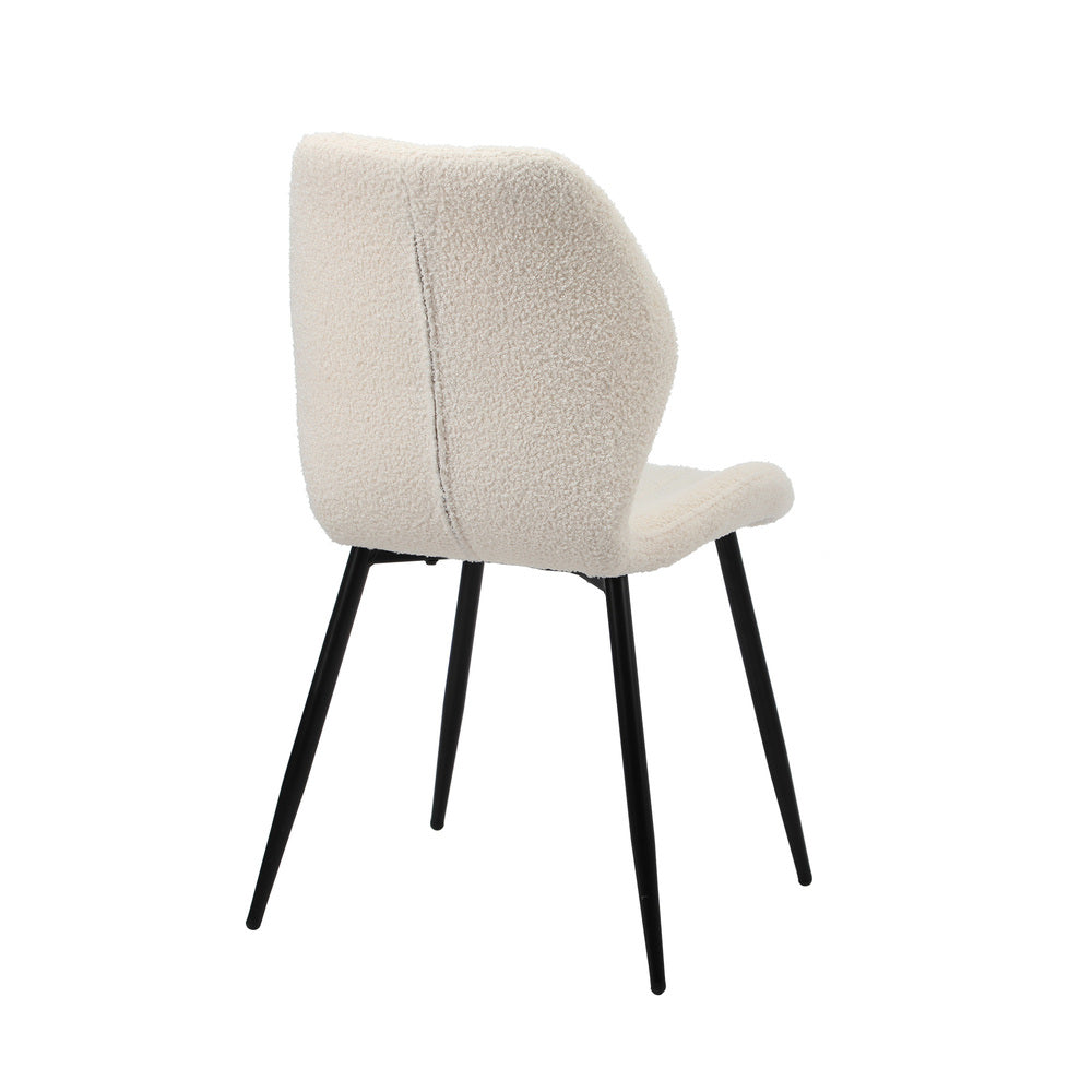 Oikiture Set of 4 Dining Chairs Padded Seat Armless Boucle White-Dining Chairs-PEROZ Accessories