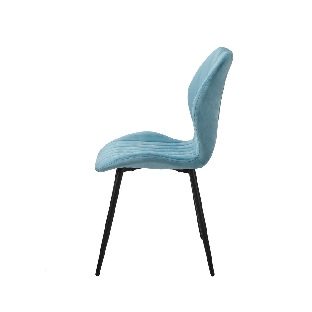 Oikiture Set of 6 Dining Chairs Padded Seat Armless Velvet Blue-Dining Chair-PEROZ Accessories