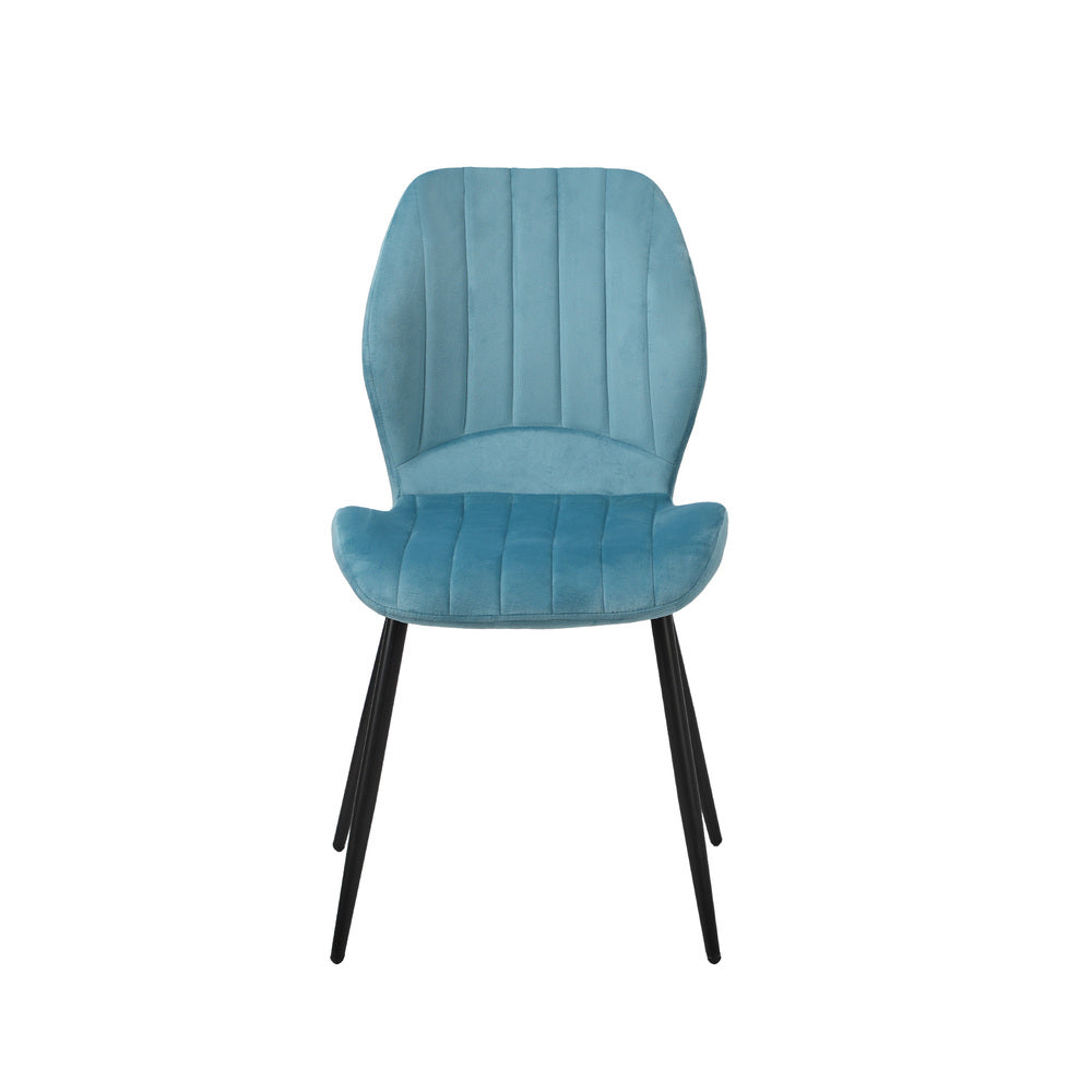 Oikiture Set of 8 Dining Chairs Padded Seat Armless Velvet Blue-Dining Chair-PEROZ Accessories