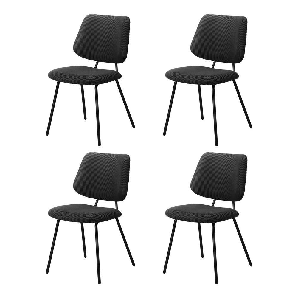 Oikiture 4x Dining Chair Vintage Retro Polyester Padded Dark Grey-Dining Chair-PEROZ Accessories