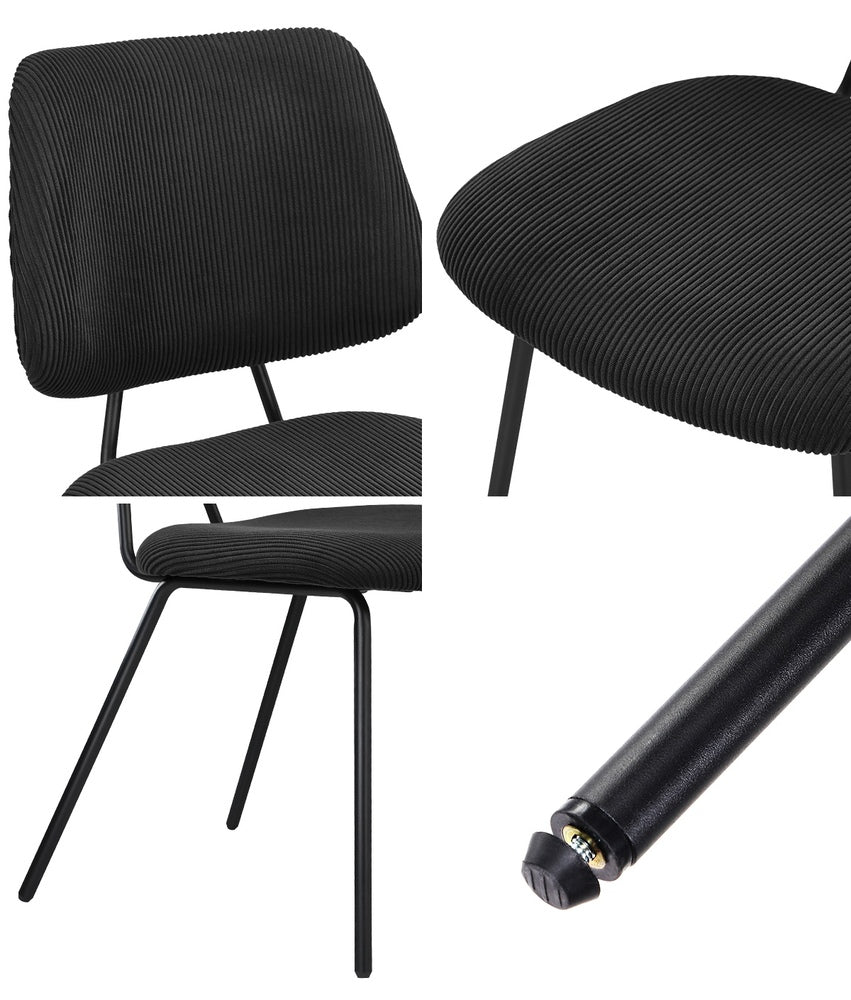 Oikiture 4x Dining Chair Vintage Retro Polyester Padded Dark Grey-Dining Chair-PEROZ Accessories