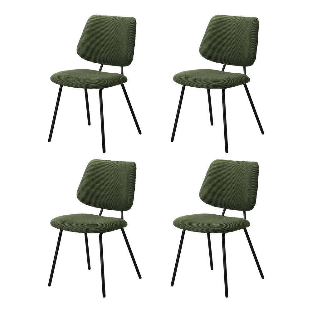 Oikiture 4x Dining Chair Vintage Retro Polyester Padded Green-Dining Chair-PEROZ Accessories