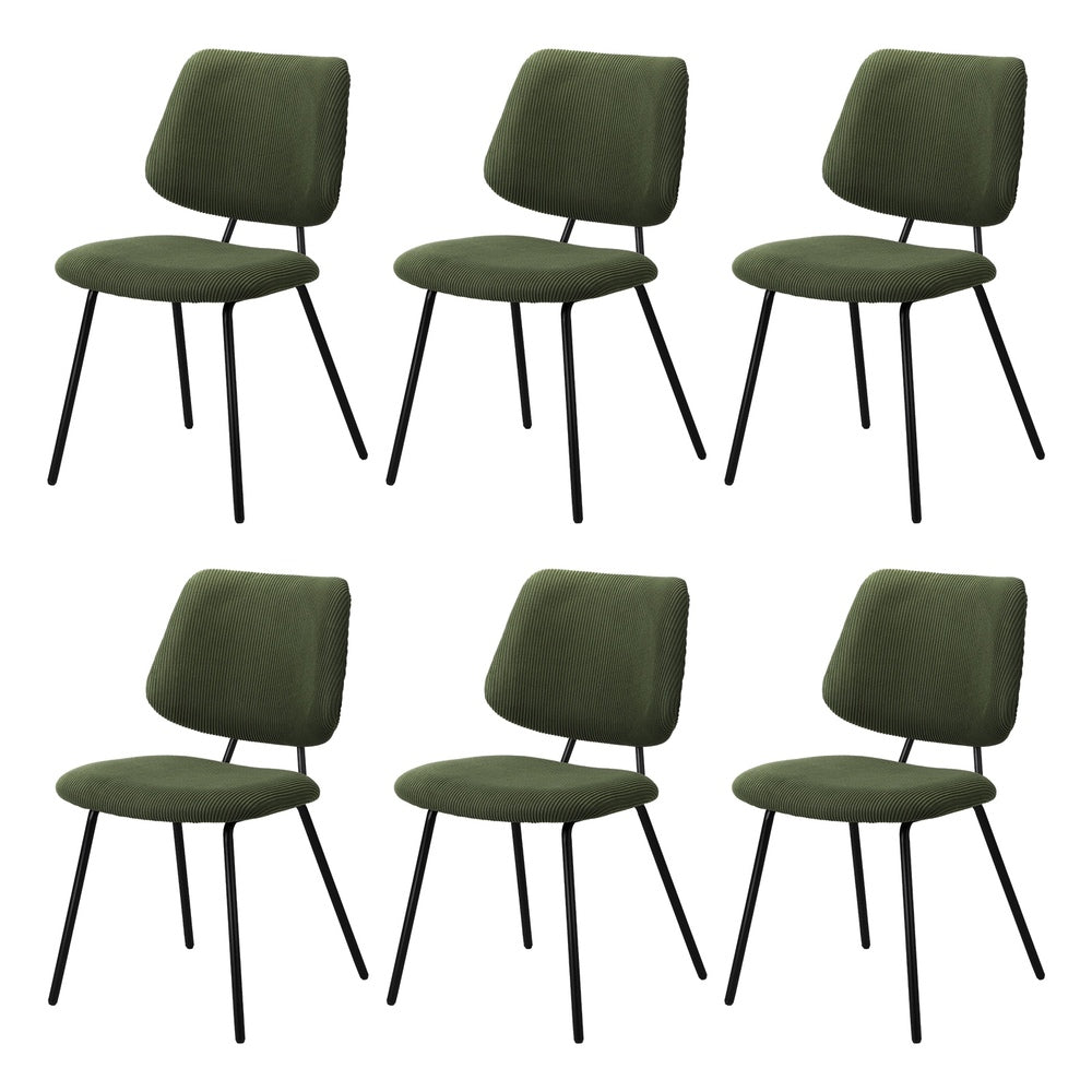 Oikiture 6x Dining Chair Vintage Retro Polyester Padded Green-Dining Chair-PEROZ Accessories