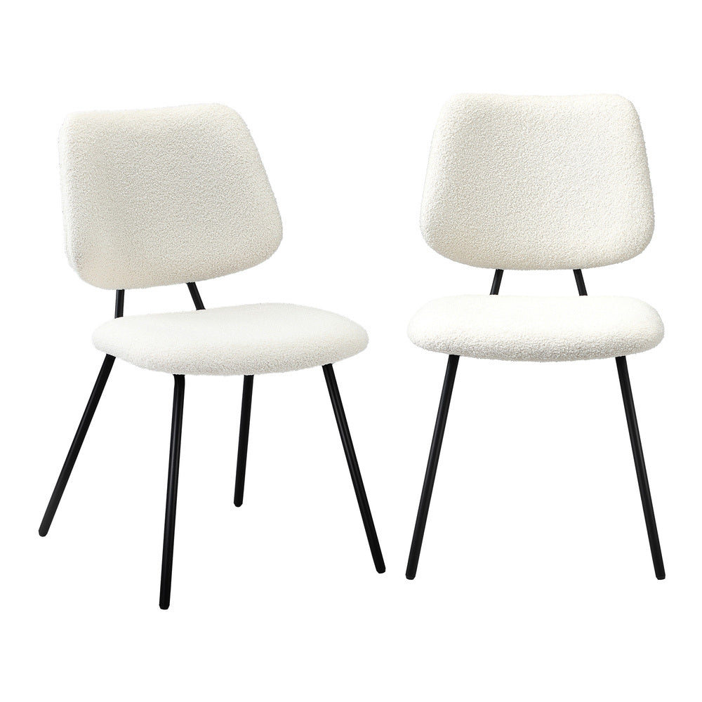 Oikiture 2x Dining Chair Vintage Retro Sherpa White-Dining Chair-PEROZ Accessories