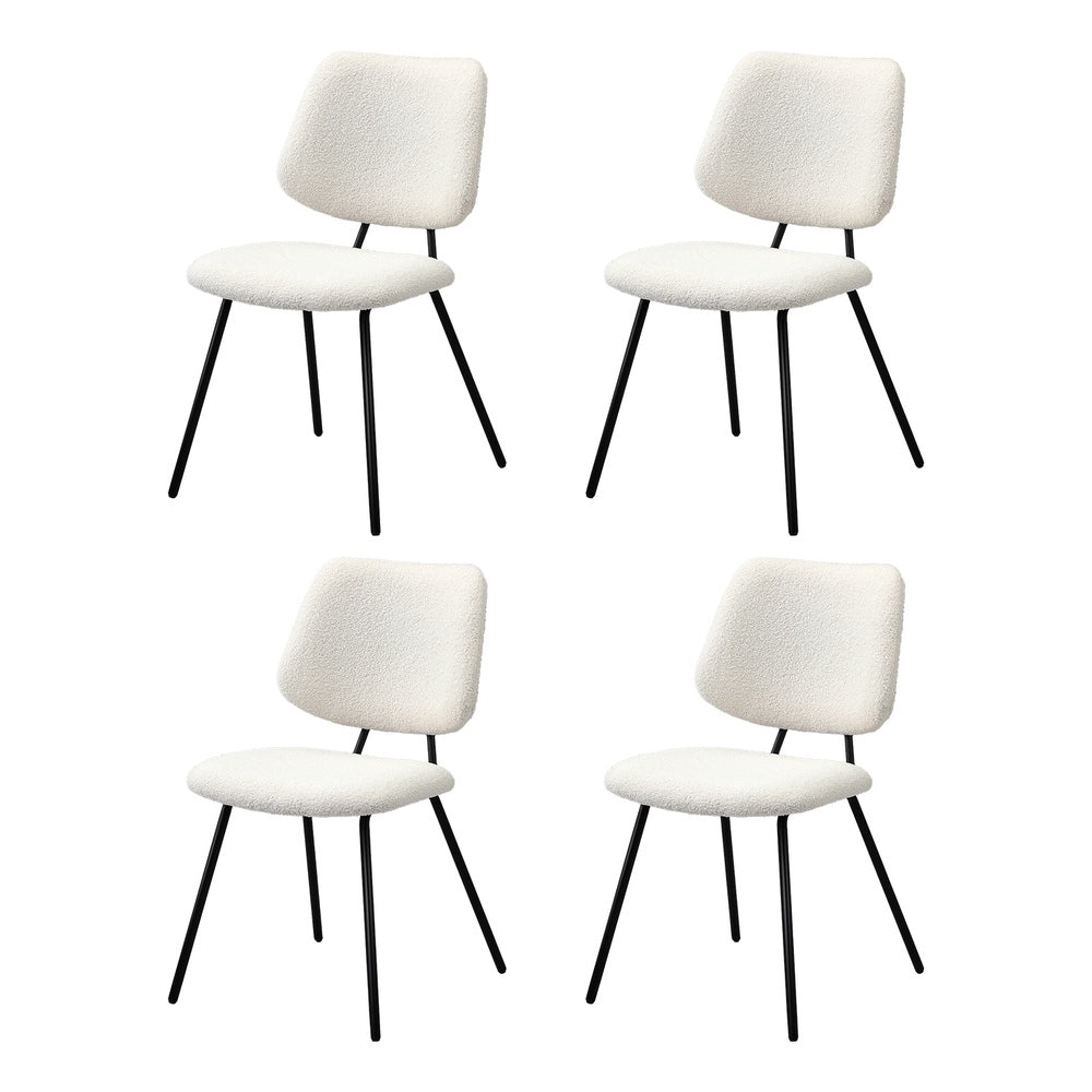Oikiture 4x Dining Chair Vintage Retro Sherpa Padded White-Dining Chair-PEROZ Accessories