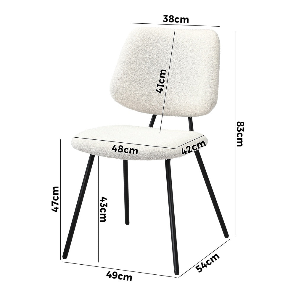 Oikiture 6x Dining Chair Vintage Retro Sherpa Padded White-Dining Chair-PEROZ Accessories