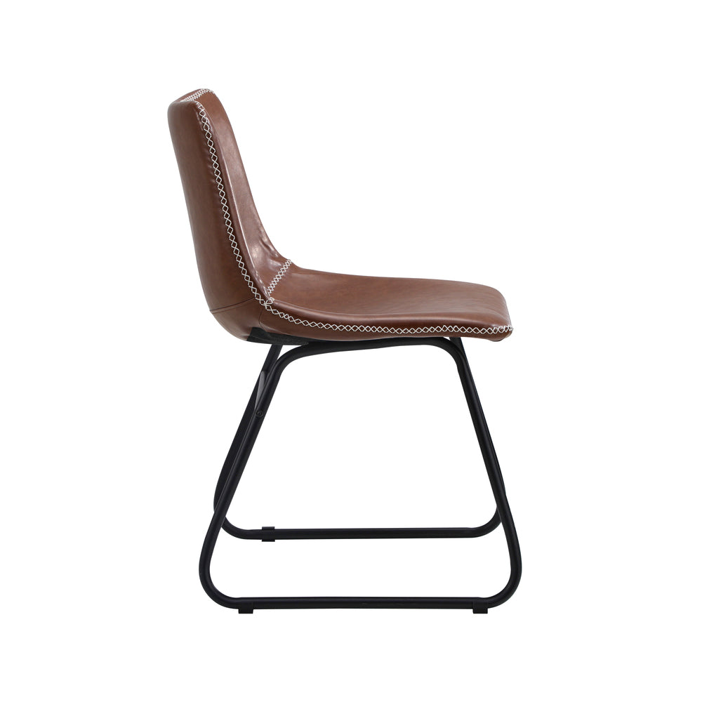 Oikiture 2x Dining Chairs Lounge Retro Padded Seat PU Brown-Dining Chair-PEROZ Accessories