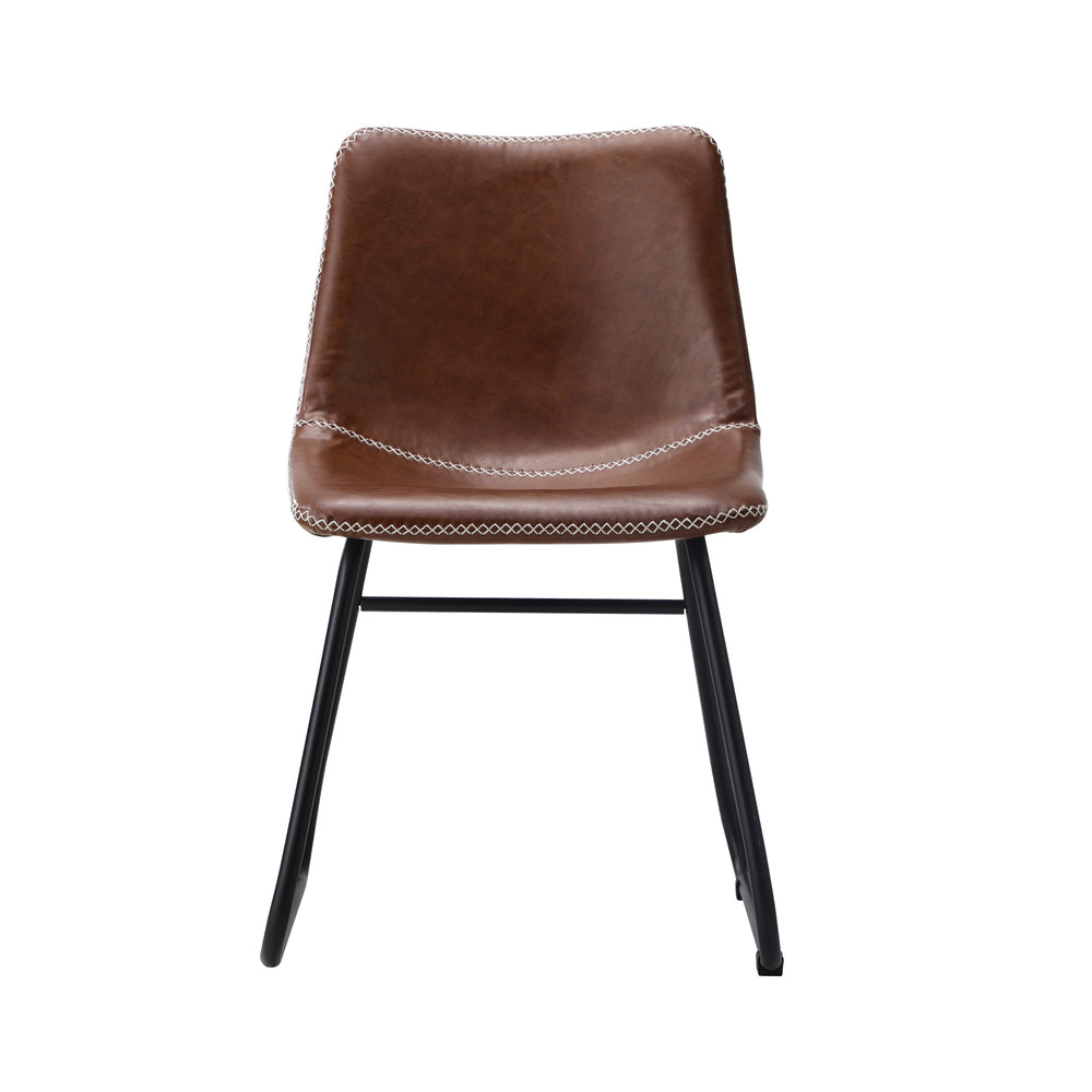 Oikiture 4x Dining Chairs Retro Padded Seat PU Brown-Dining Chair-PEROZ Accessories