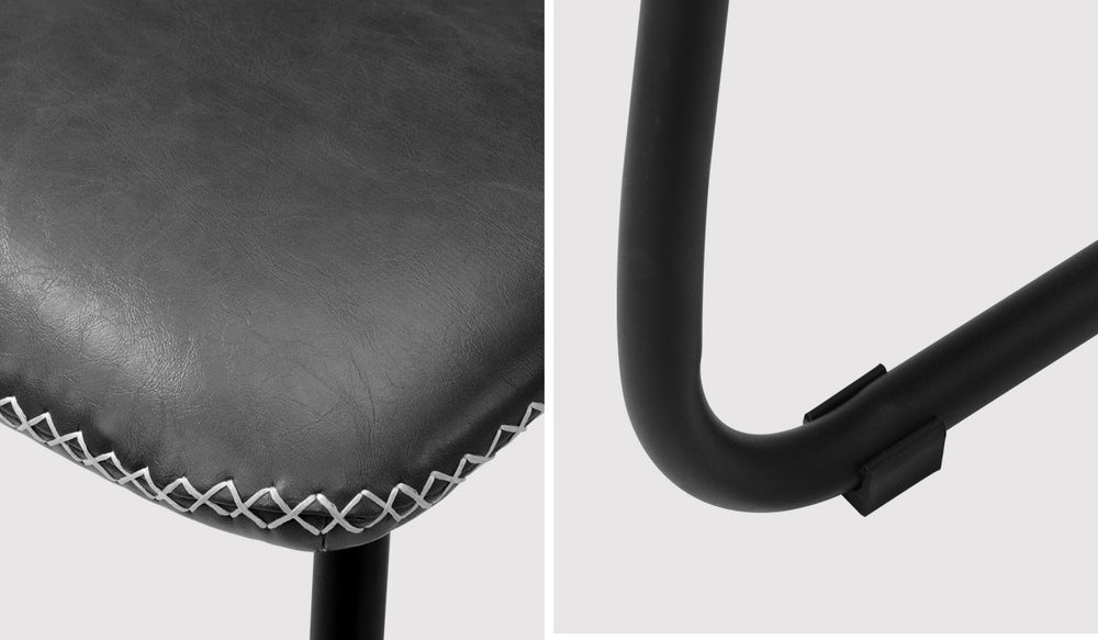 Oikiture 4x Dining Chairs Retro Padded Seat PU Grey-Dining Chair-PEROZ Accessories
