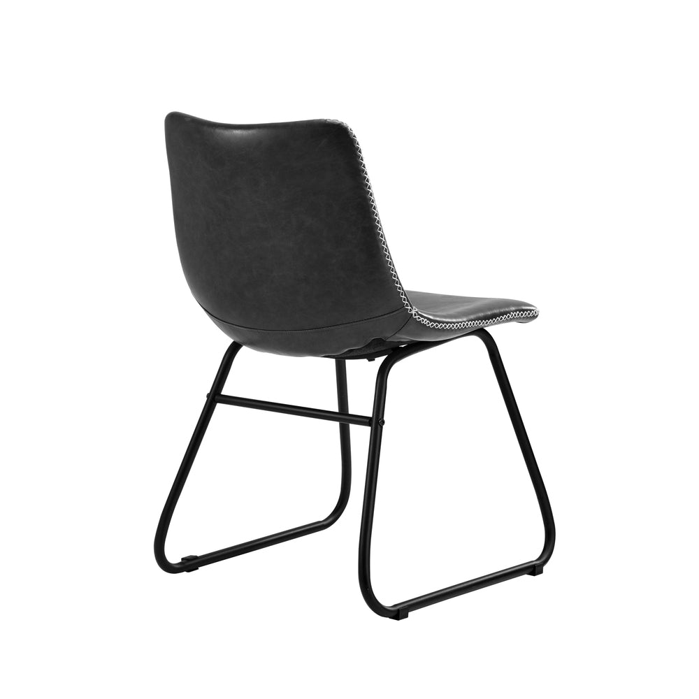 Oikiture 6x Dining Chairs Retro Padded Seat PU Grey-Dining Chair-PEROZ Accessories