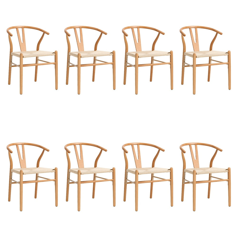 Oikiture Set of 8 Wooden Dining Chair Wishbone Shaped Chair-Dining Chair-PEROZ Accessories